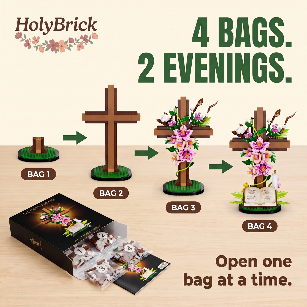 HolyBrick™ Floral Cross Brick Set