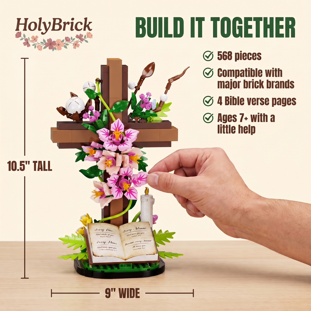 HolyBrick™ Floral Cross Brick Set